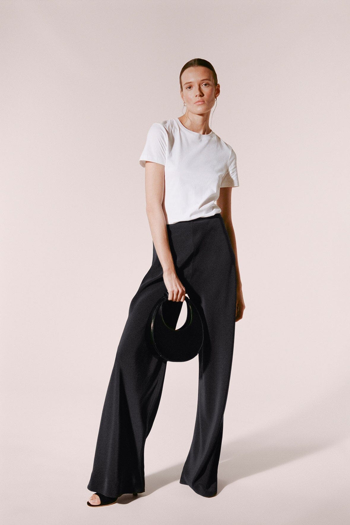 Mini Moon Bag, Black Patent