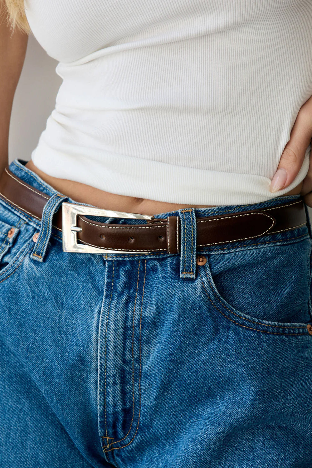 No. 10 Belt, Tobacco/Silver