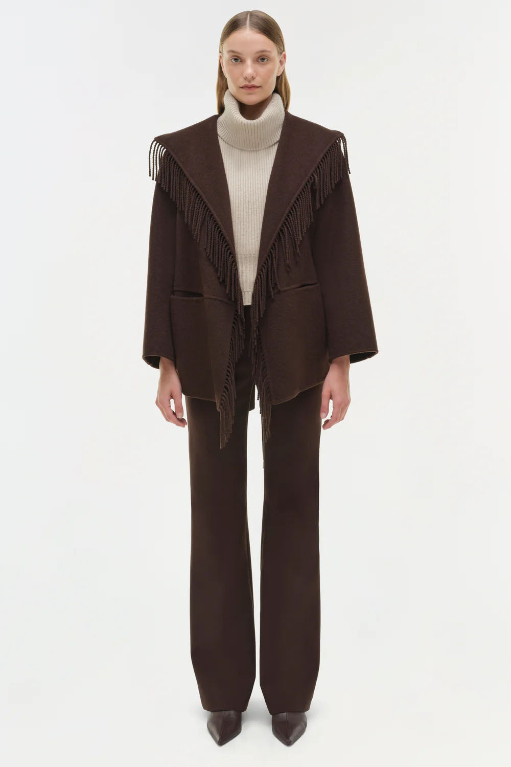 Rowen Fringe Jacket, Chocolate