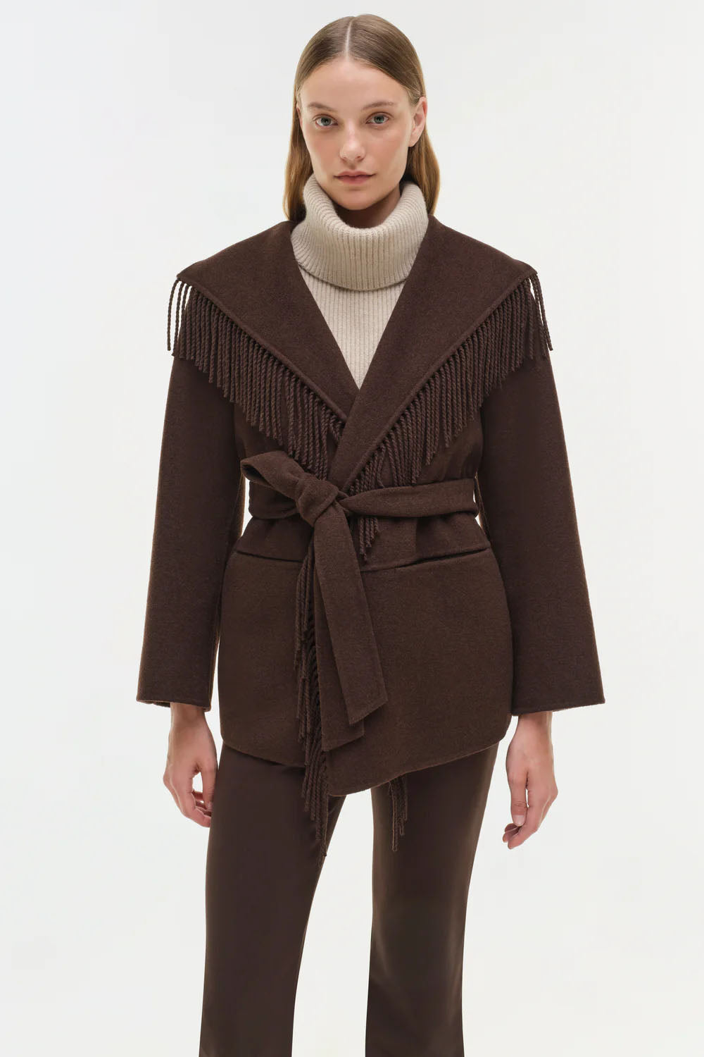 Rowen Fringe Jacket, Chocolate
