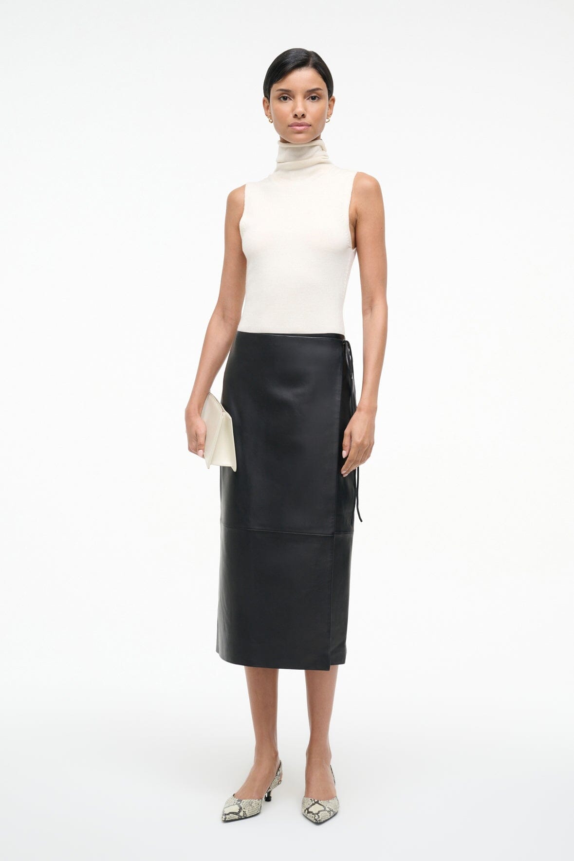Roman Leather Wrap Skirt