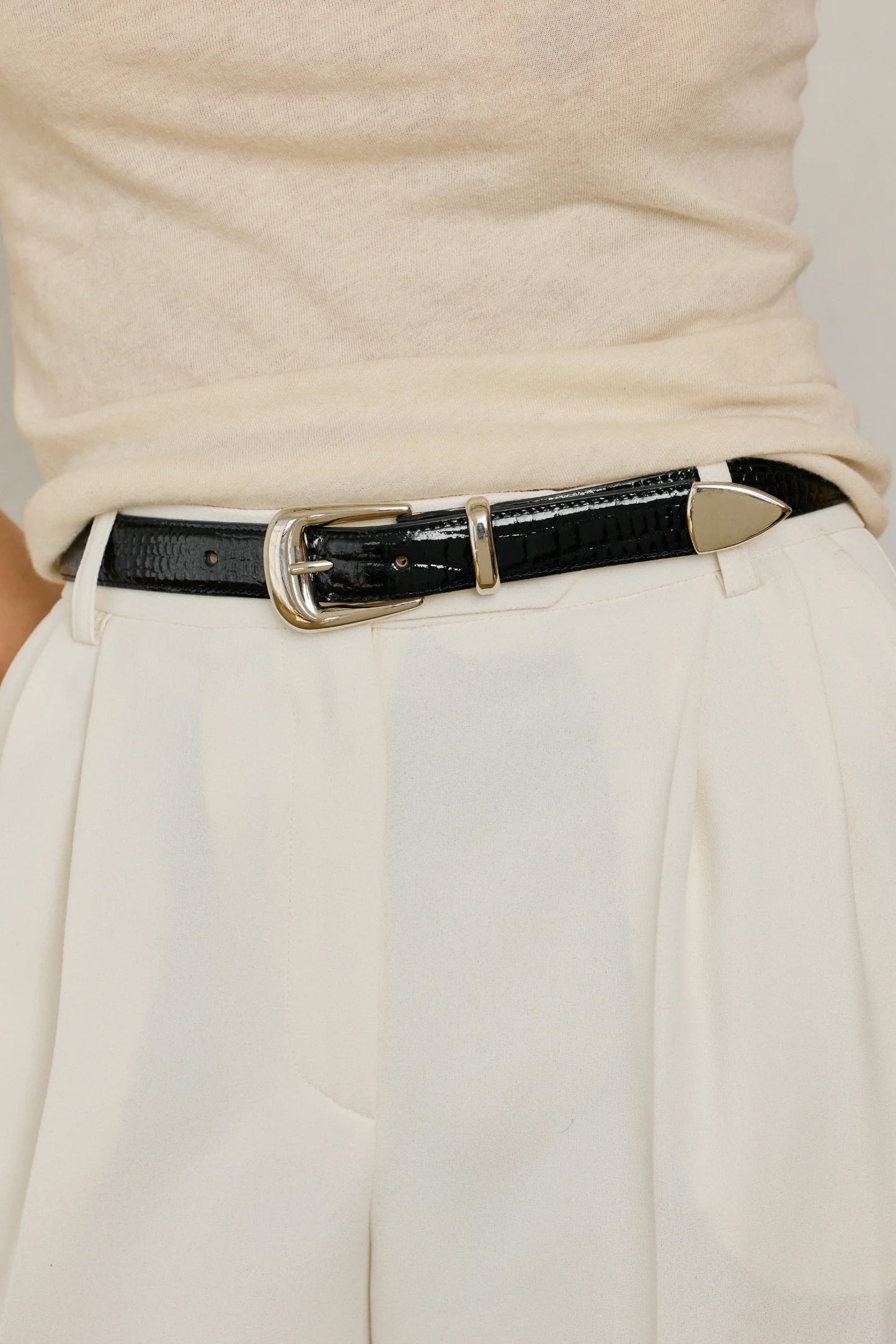 No. 16 Belt, Patent Black/Silver