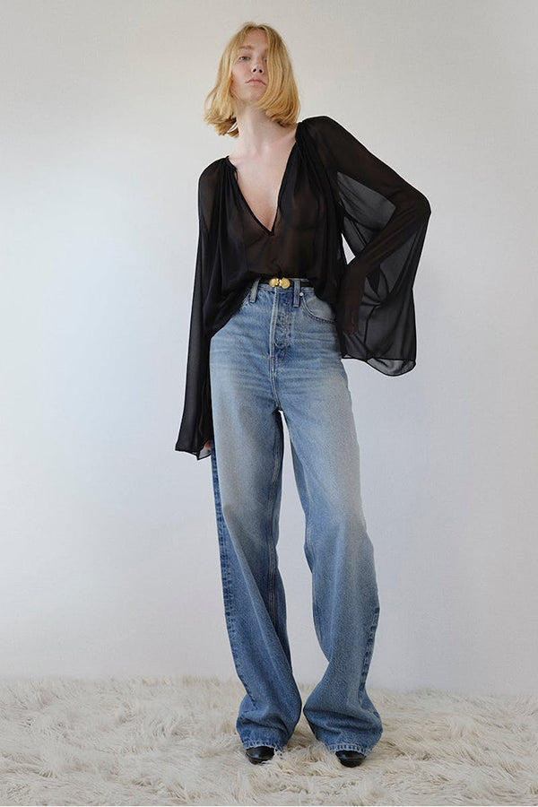 V-Neck Shirred Blouse