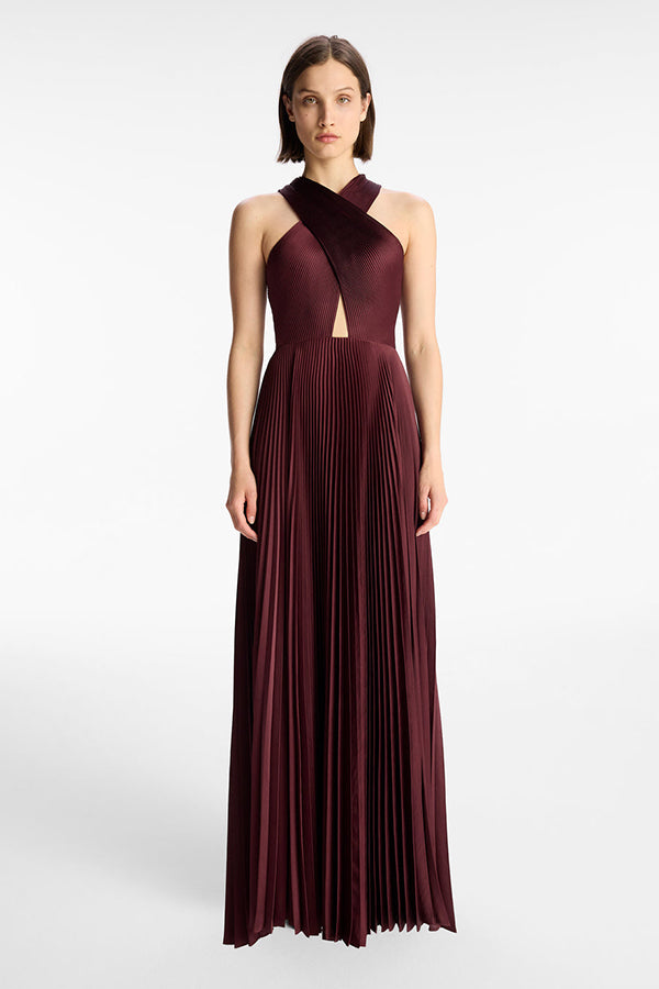 Athena Satin Pleated Dress