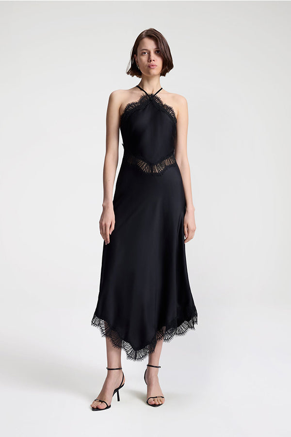 Lucia Satin And Lace Midi Dress
