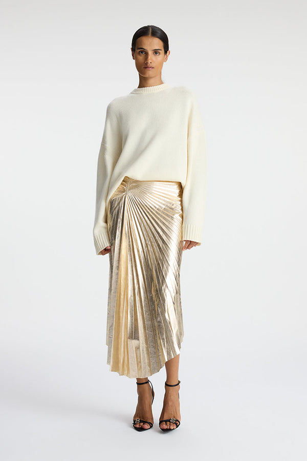 Tori Metallic Vegan Leather Skirt