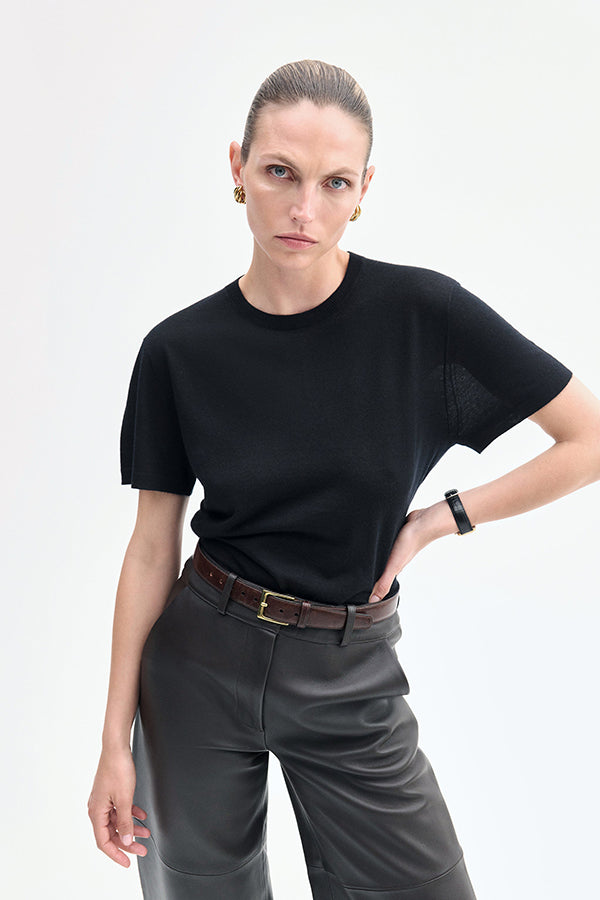 T-Shirt in Fine Cashmere, Black