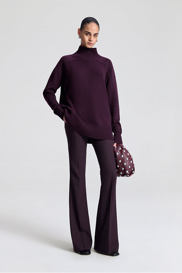 Simone Studded Leather Bag, Deep Plum