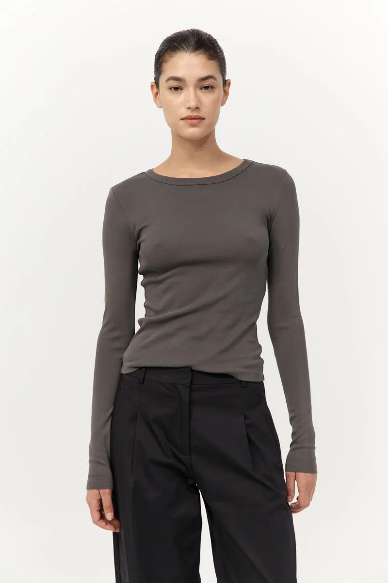 Organic Cotton Long Sleeve Top, Khaki