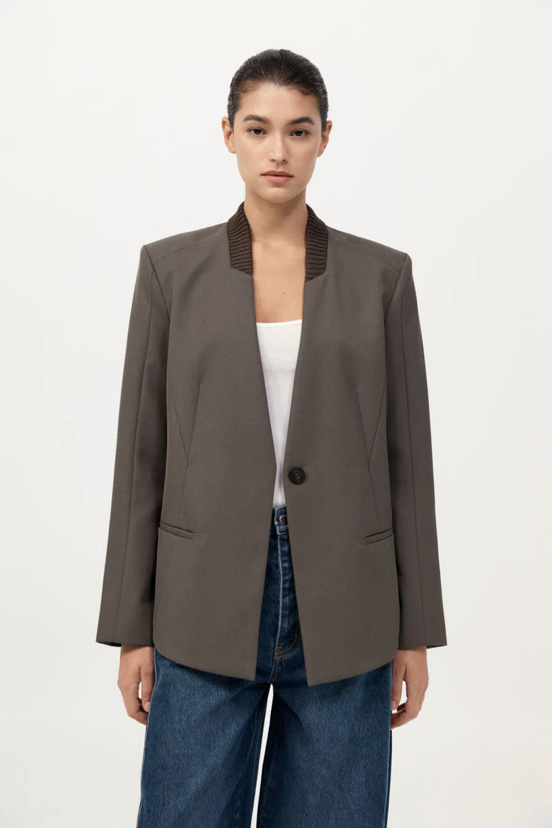 Rib Collar Blazer