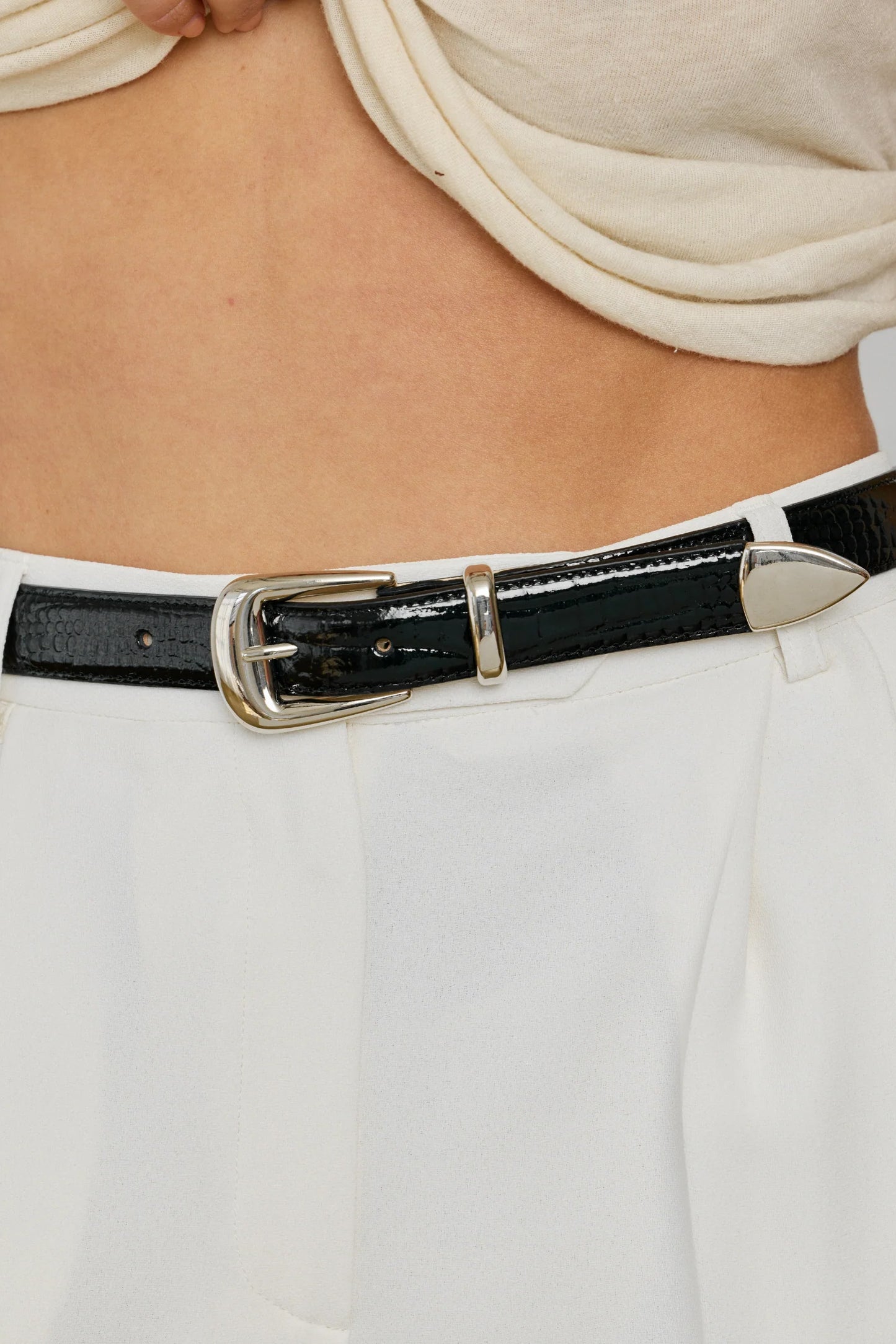 No. 16 Belt, Patent Black/Silver