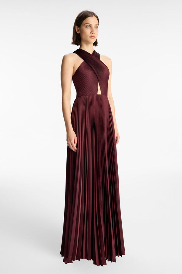 Athena Satin Pleated Dress