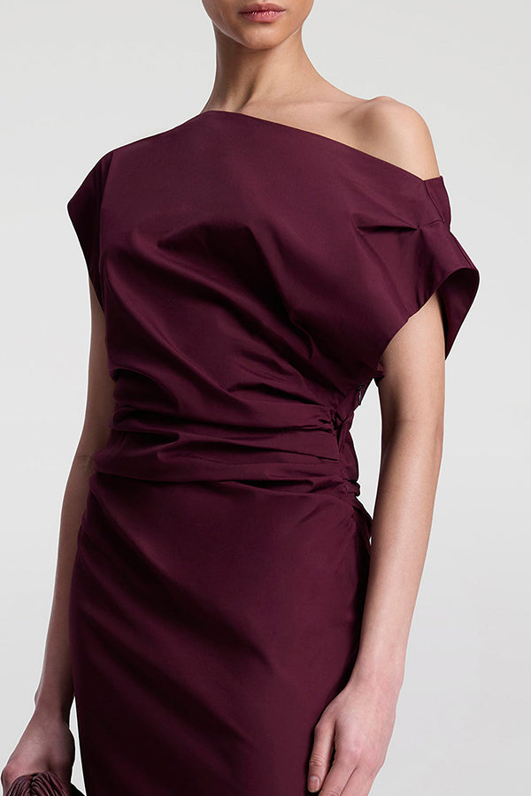 Nara Stretch Cotton Off Shoulder Midi Dress