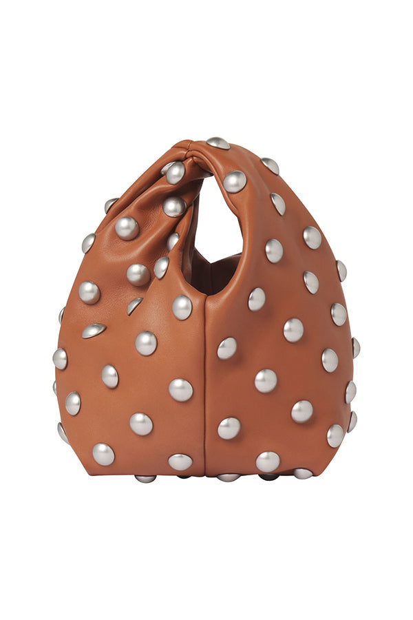 Simone Studded Leather Bag, Cognac