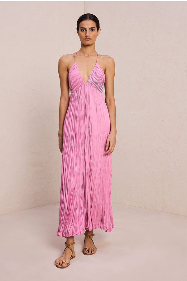 Angelina Satin Pleated Dress