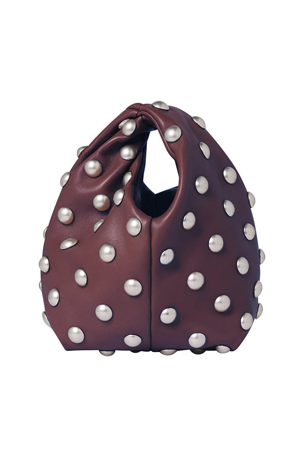 Simone Studded Leather Bag, Deep Plum