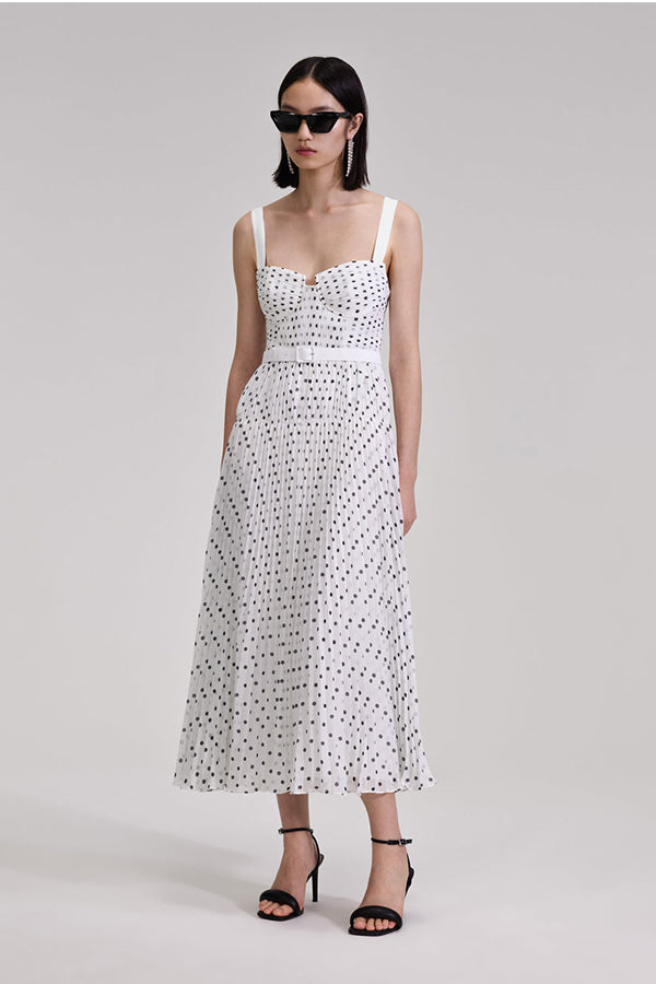 Polka Dot Chiffon Midi Dress
