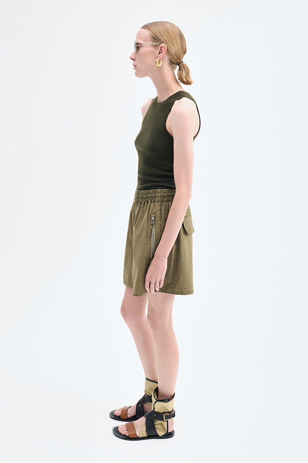 Fitted Tank in Fine Cashmere, Olive
