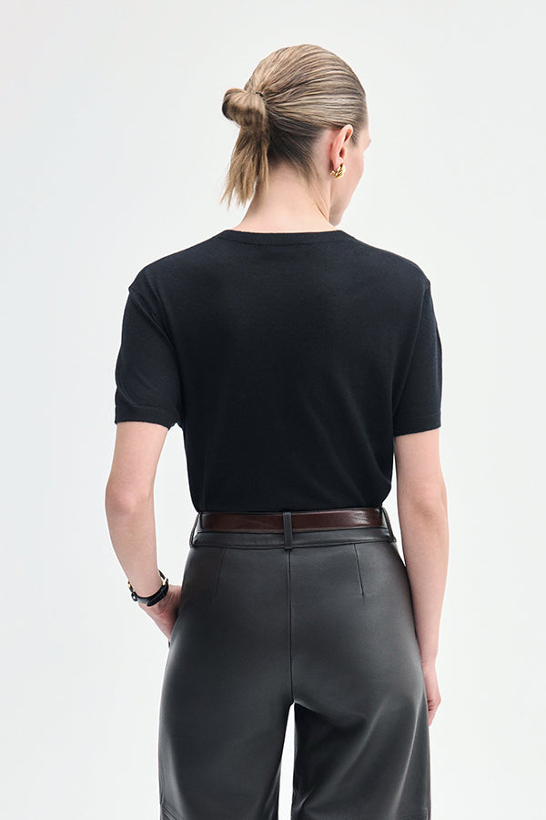 T-Shirt in Fine Cashmere, Black