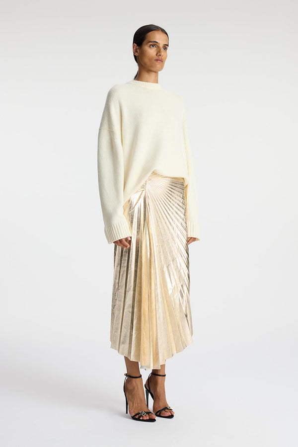 Tori Metallic Vegan Leather Skirt
