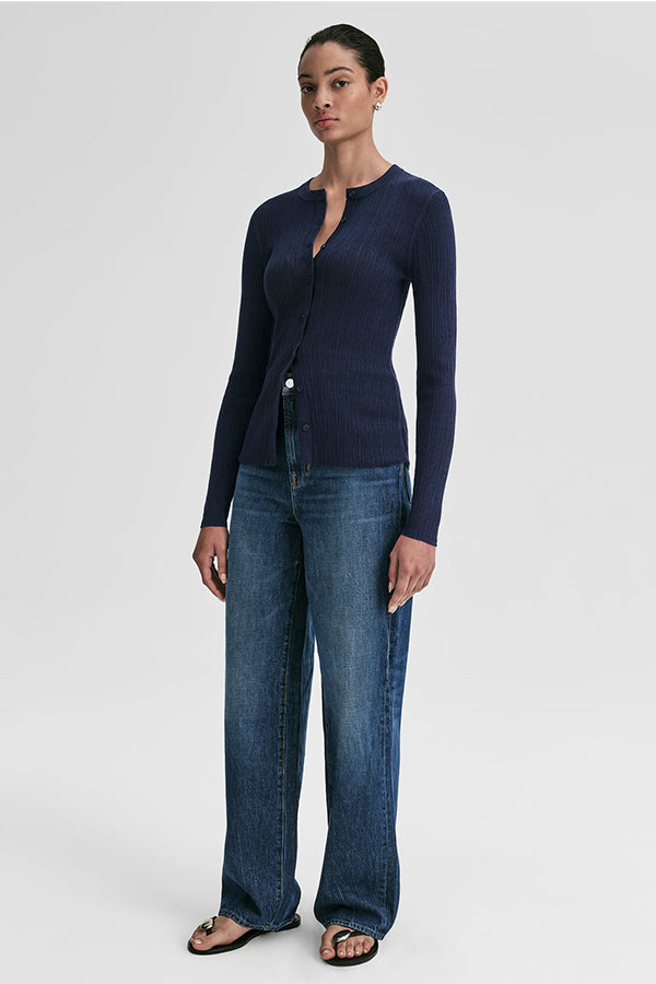Fisher Fine Cotton Cardigan, Navy