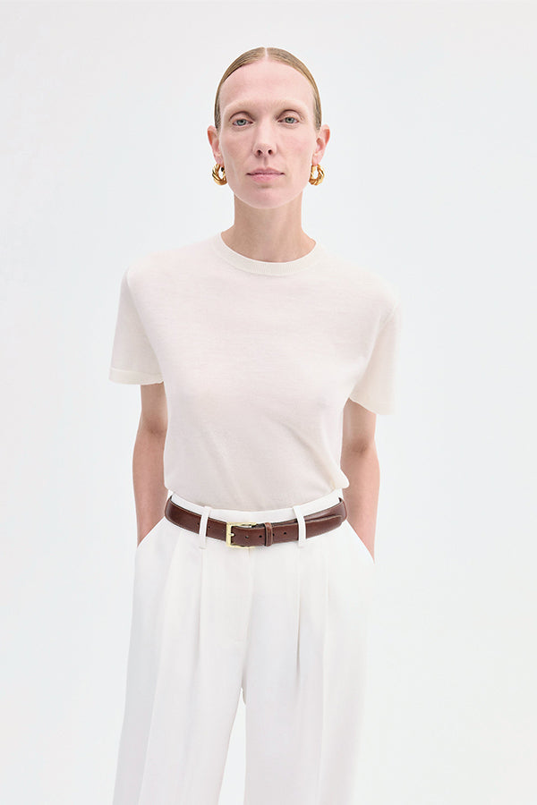 T-Shirt in Fine Cashmere, Ivory