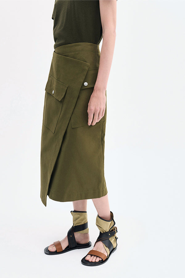 Wrap Skirt in Brushed Cotton