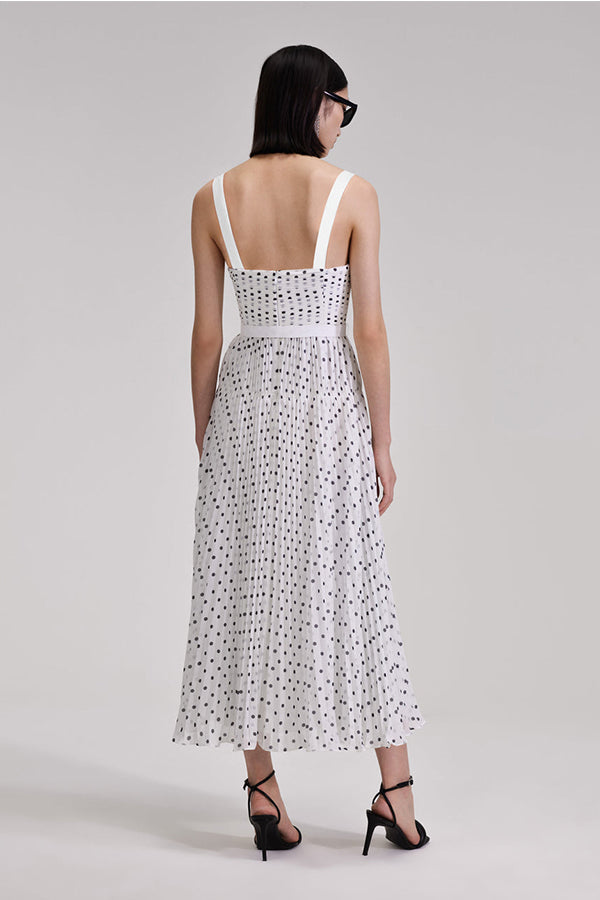Polka Dot Chiffon Midi Dress