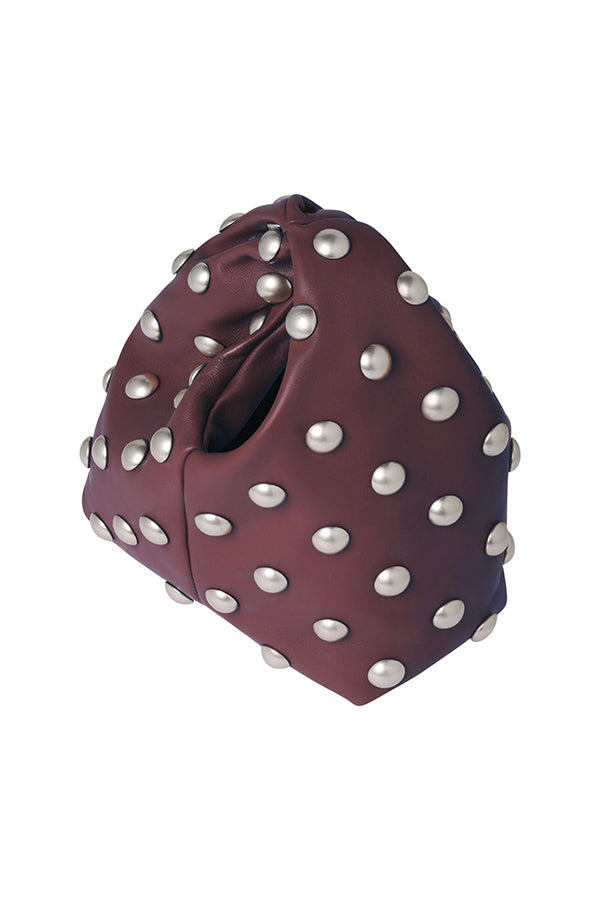Simone Studded Leather Bag, Deep Plum