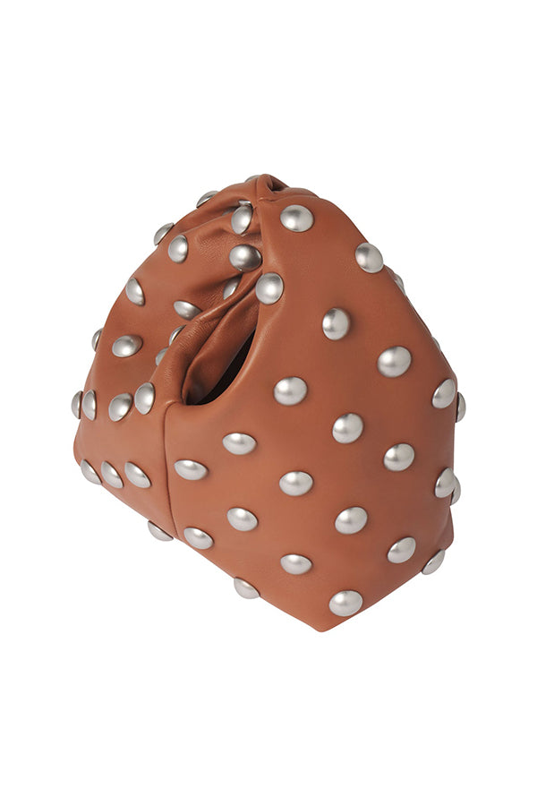 Simone Studded Leather Bag, Cognac