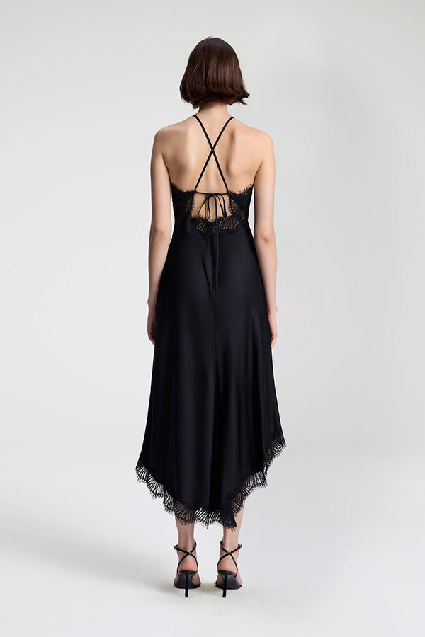Lucia Satin And Lace Midi Dress