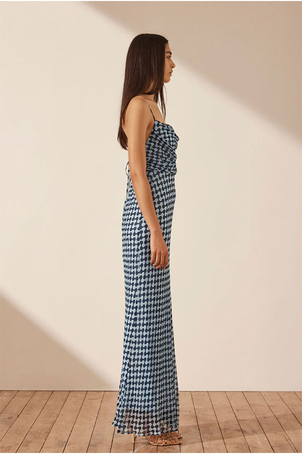 Elina Lace Back Bias Maxi Dress