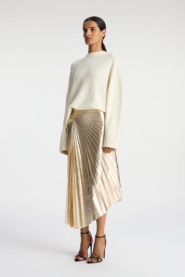 Tori Metallic Vegan Leather Skirt