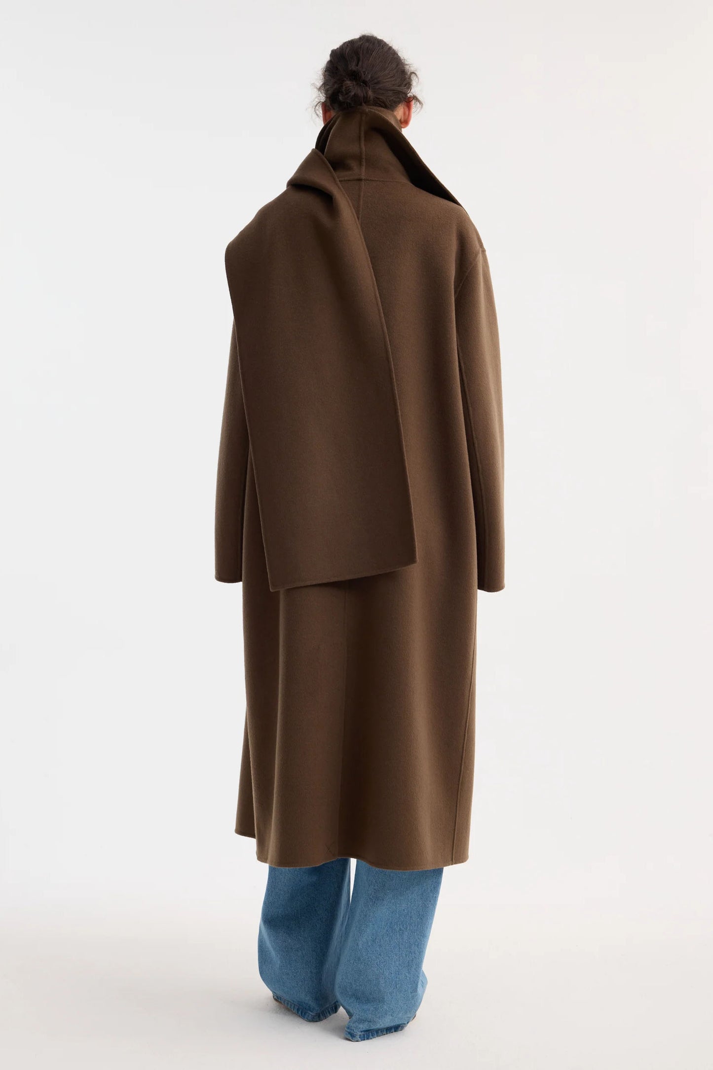 Signature Double-Faced Scarf Coat, Taupe