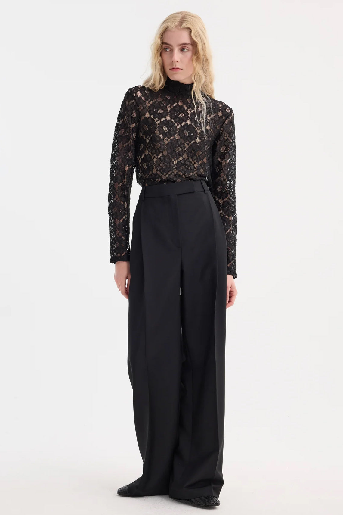 Lace Turtleneck Top