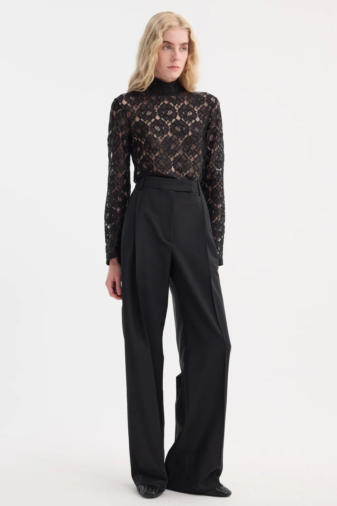 Lace Turtleneck Top