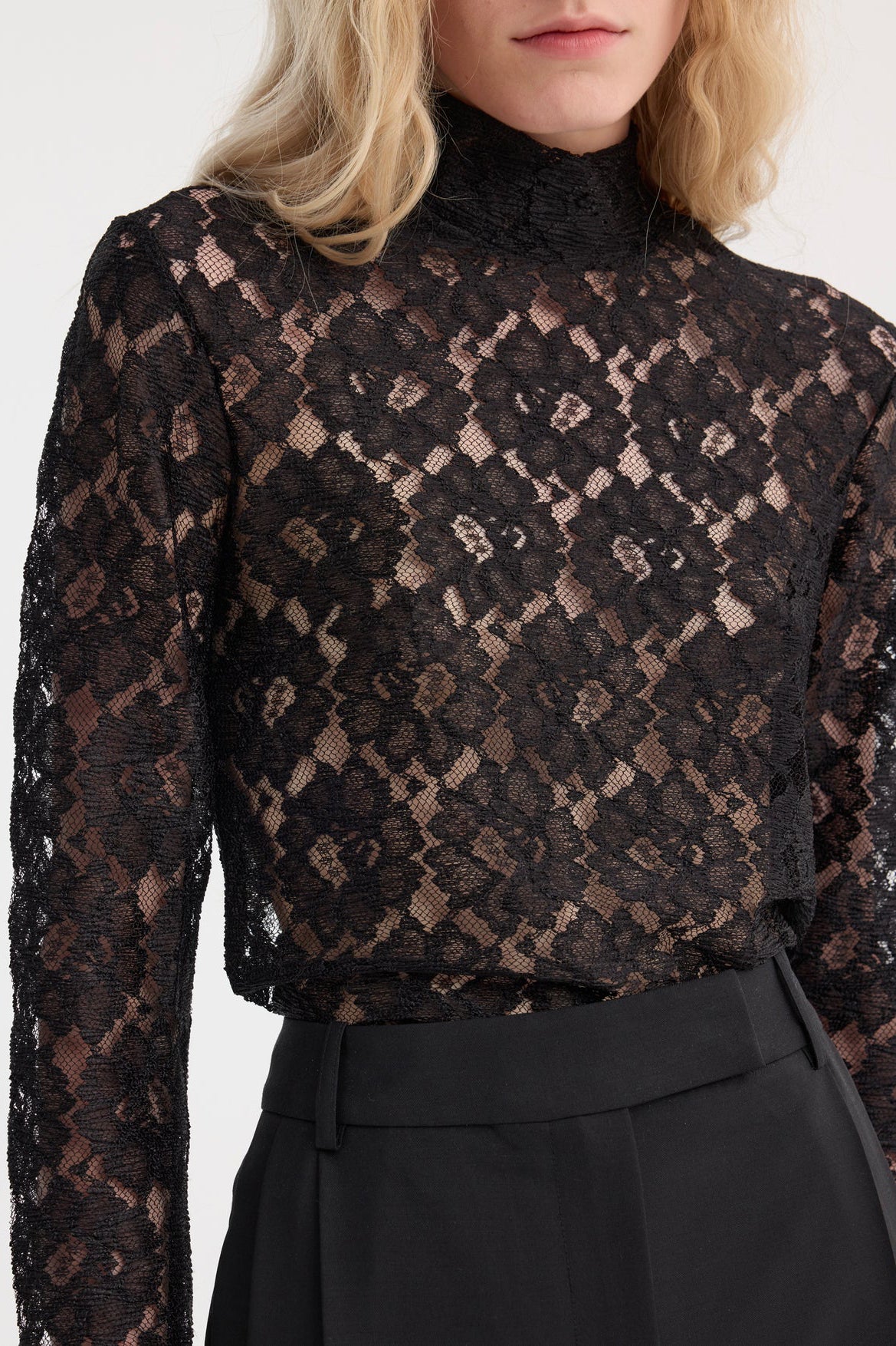 Lace Turtleneck Top