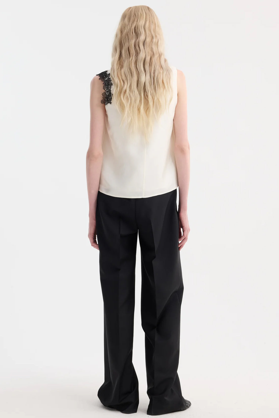 Scoop-Neck Silk Lace Top
