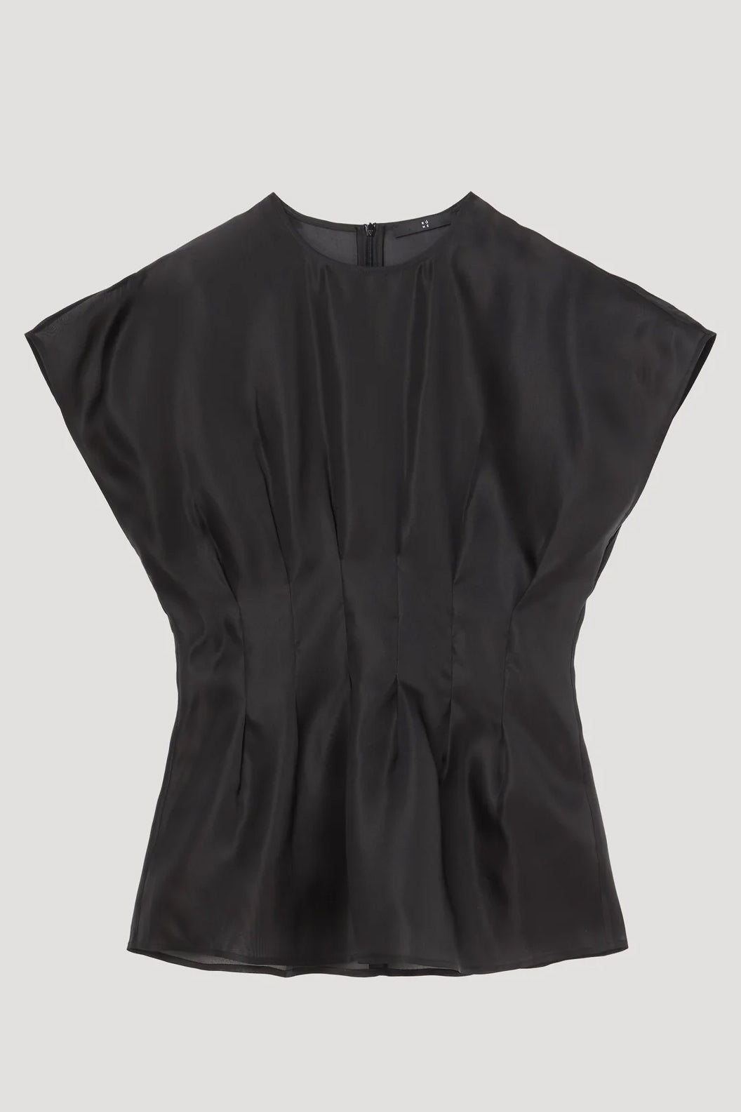 Pleated Waistline Organza Silk Top