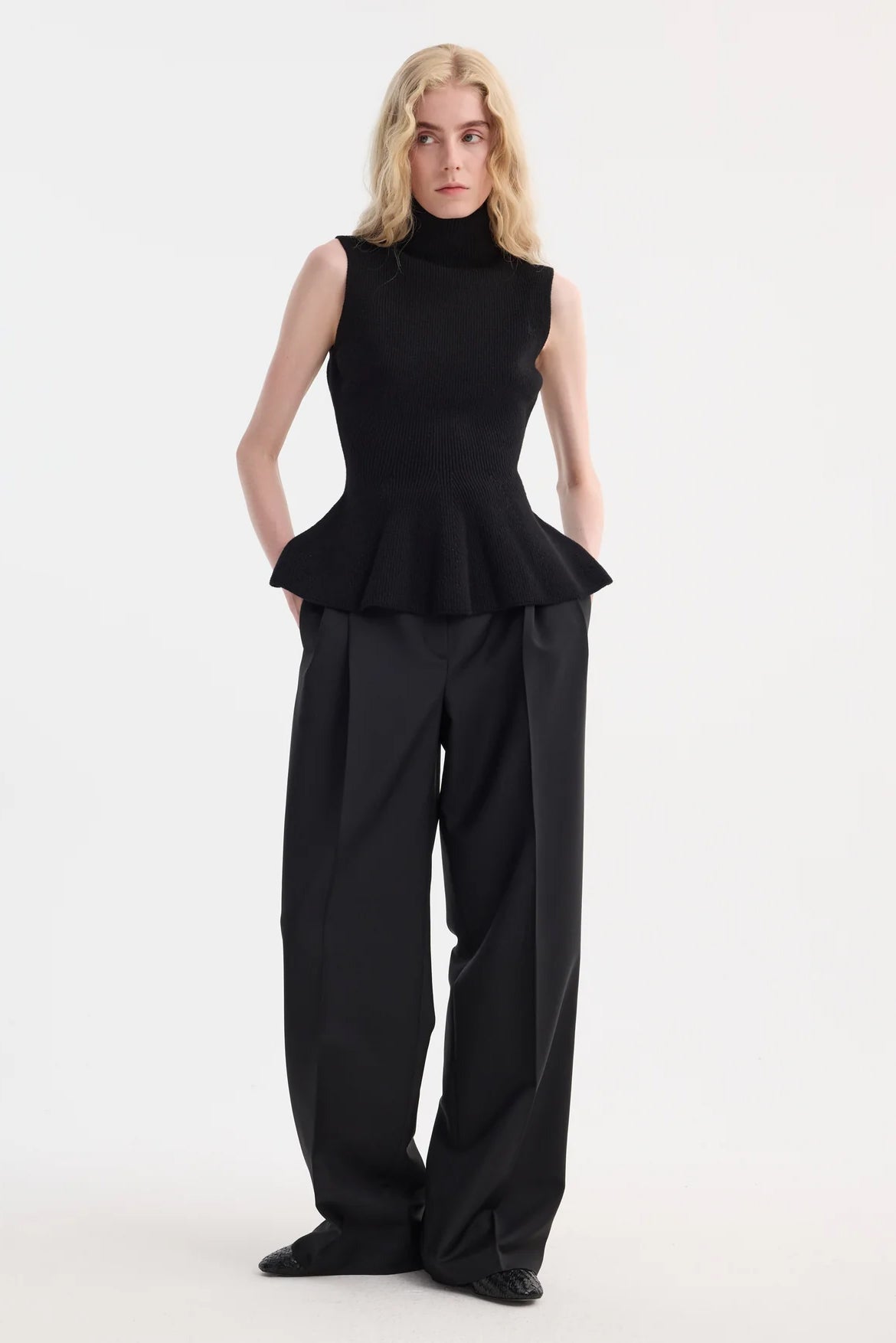 Sculptural Sleeveless Knitted Top