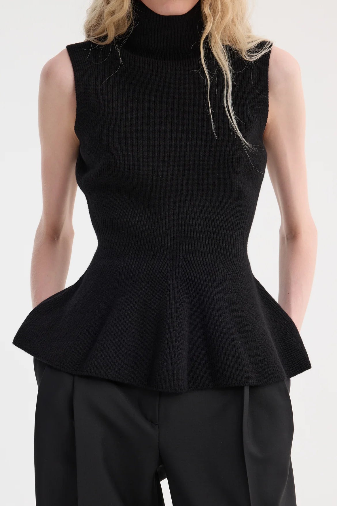 Sculptural Sleeveless Knitted Top