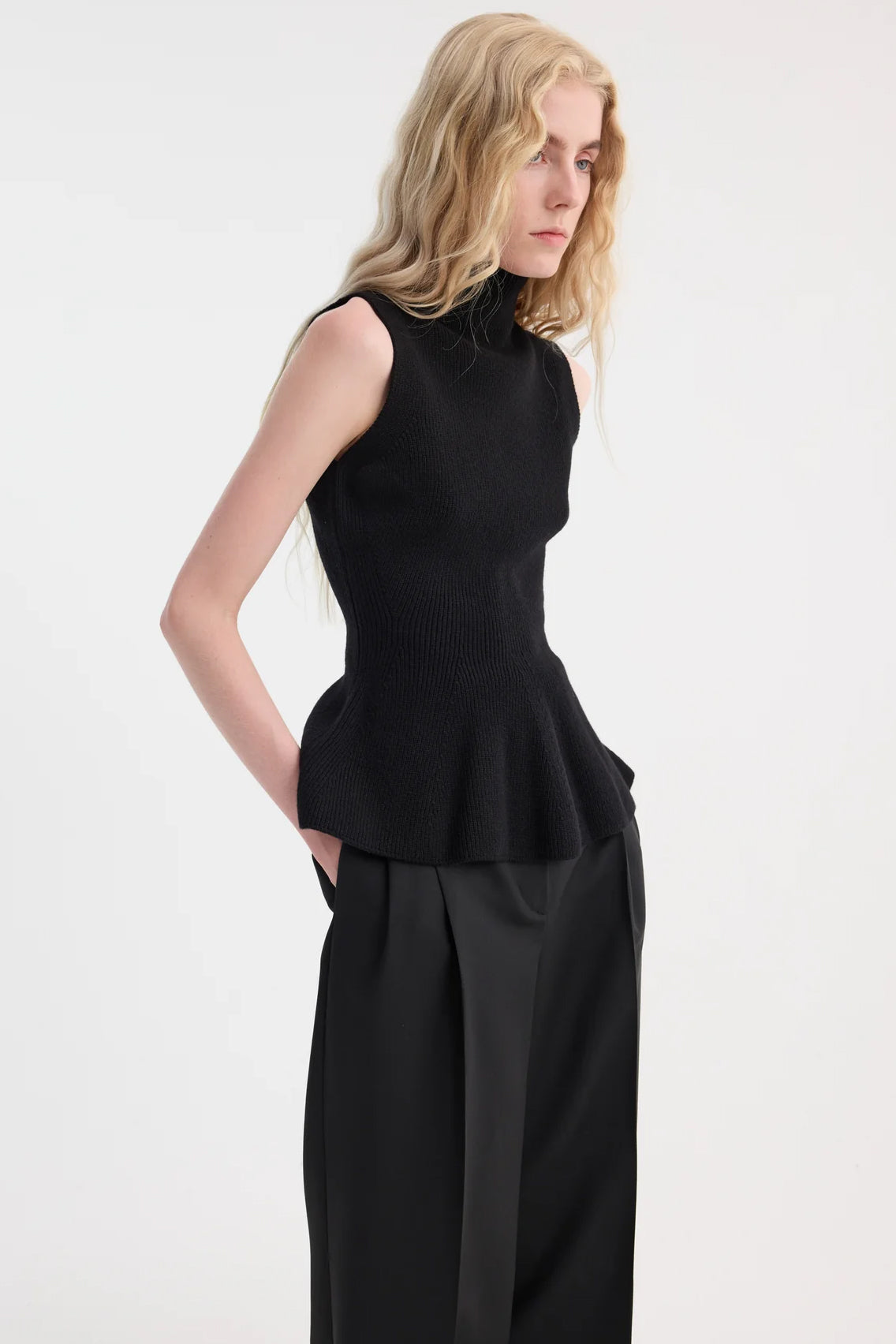 Sculptural Sleeveless Knitted Top
