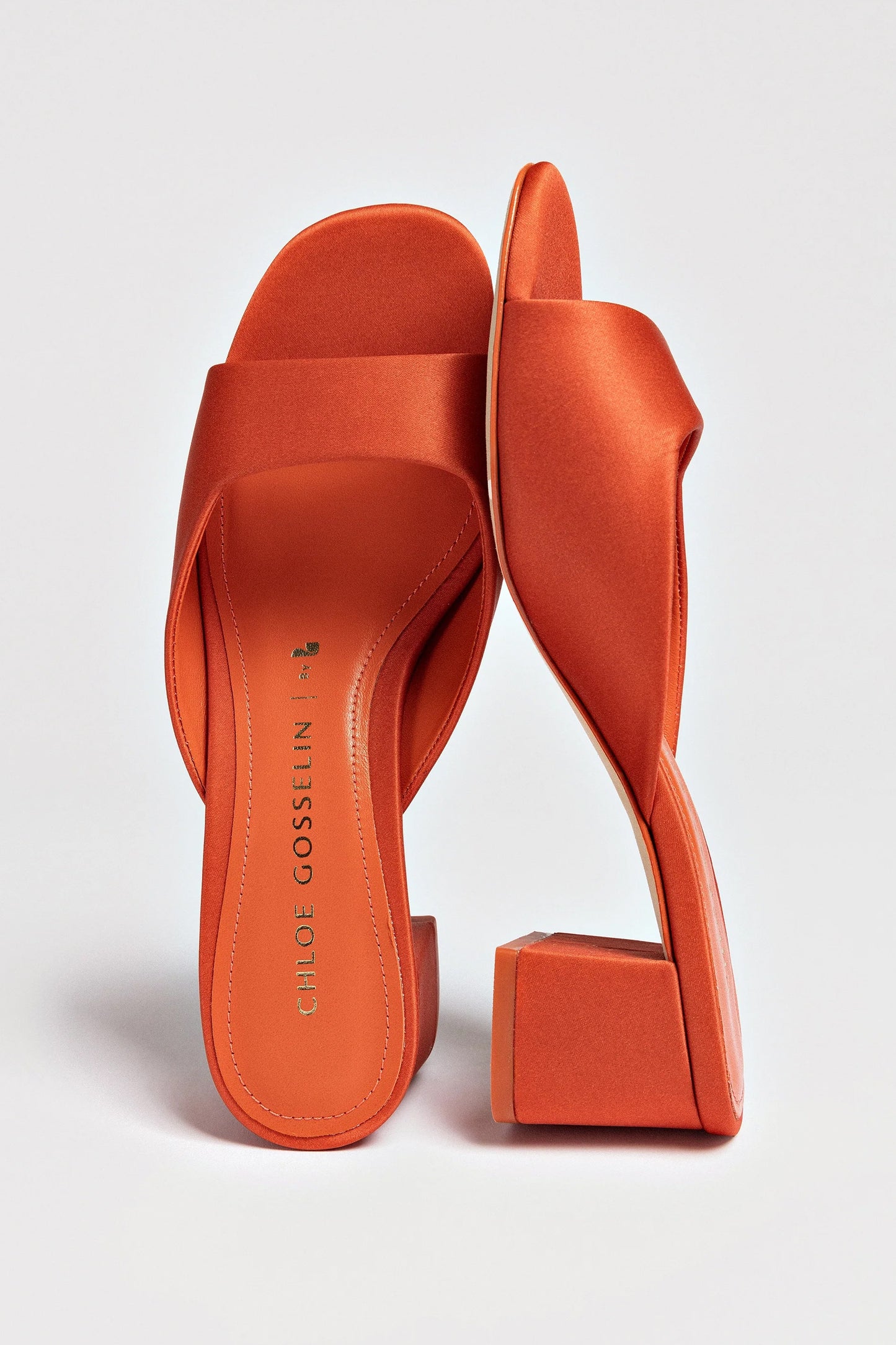 Anah Mule, Orange Sunrise Satin