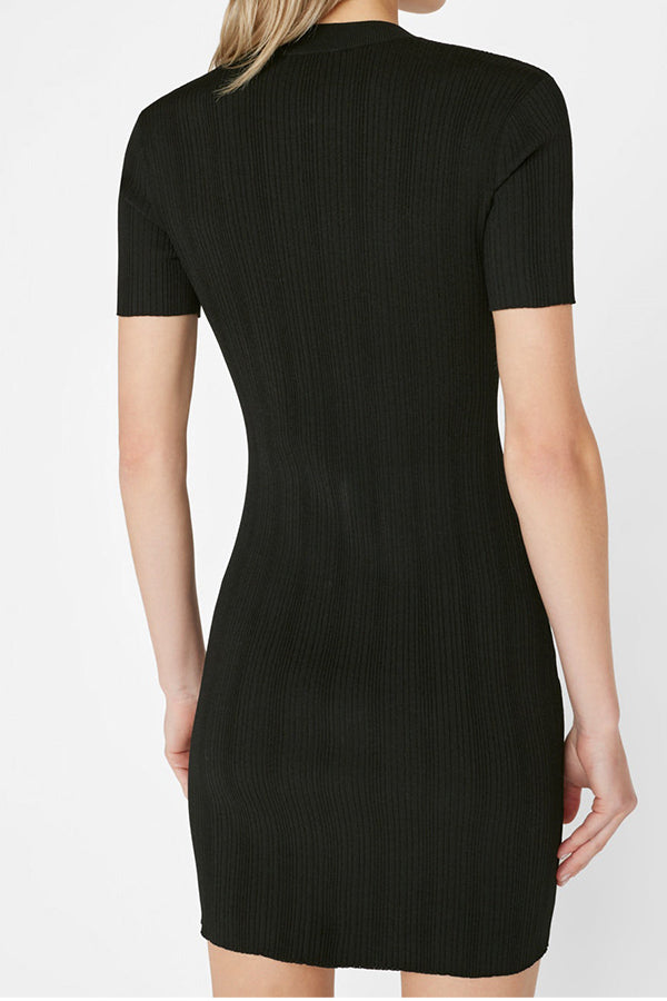 Mixed Rib Cutout Mini Dress