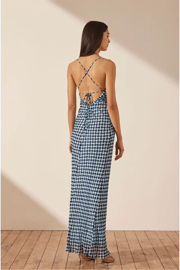 Elina Lace Back Bias Maxi Dress