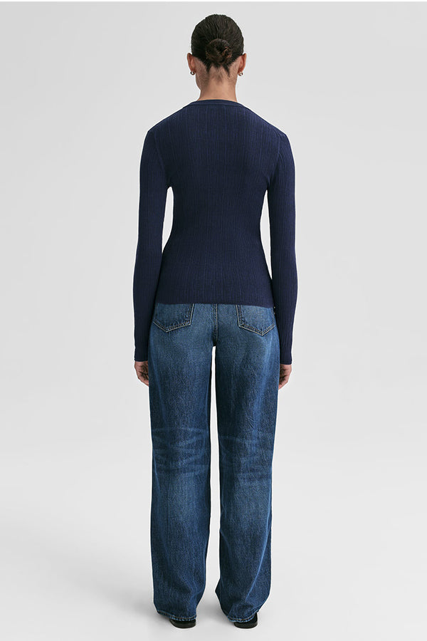 Fisher Fine Cotton Cardigan, Navy