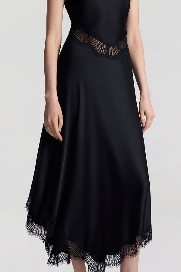 Lucia Satin And Lace Midi Dress