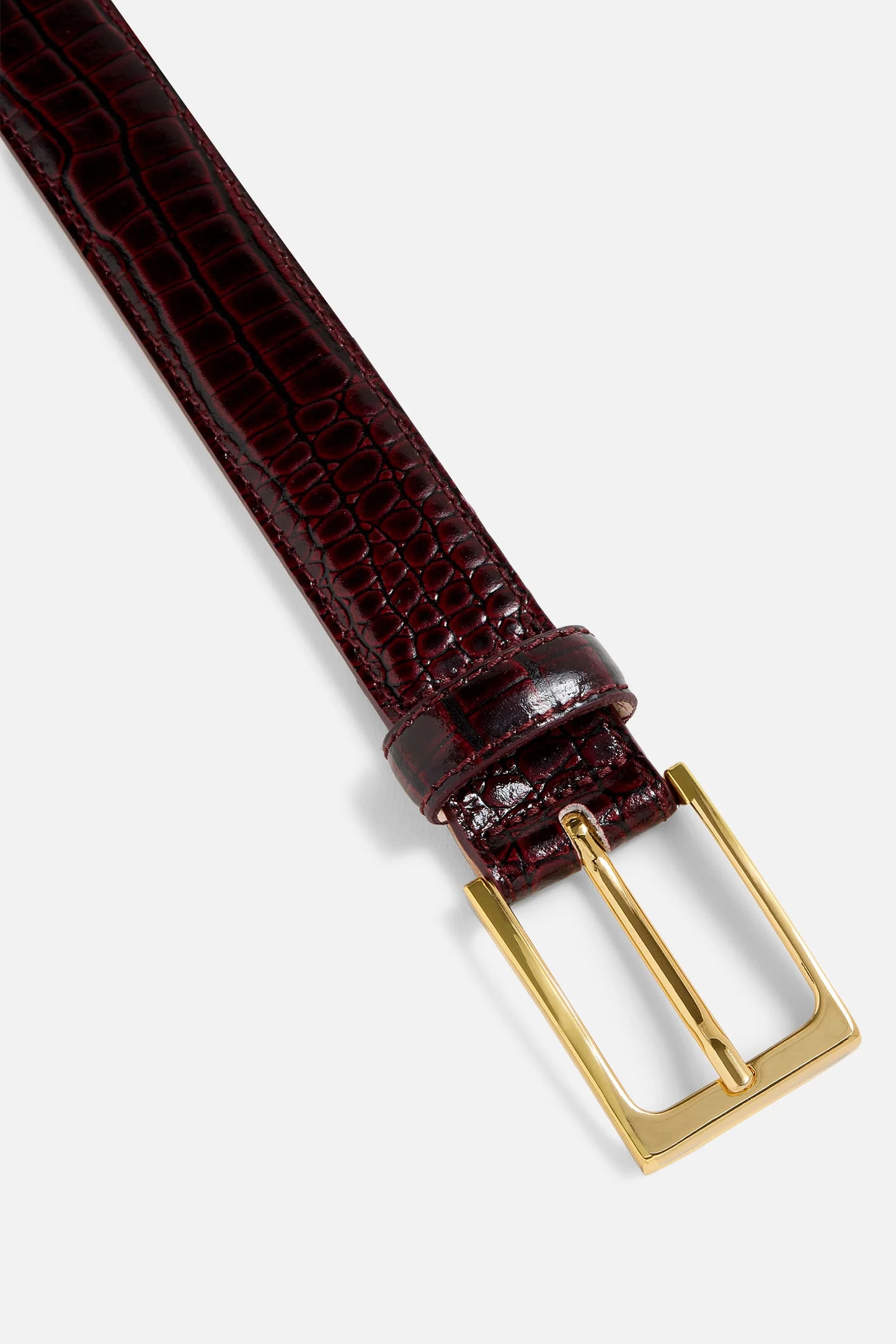 No. 5 belt, Bordeaux Croc/Gold