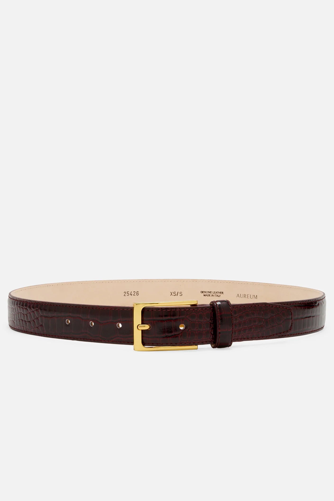 No. 5 belt, Bordeaux Croc/Gold