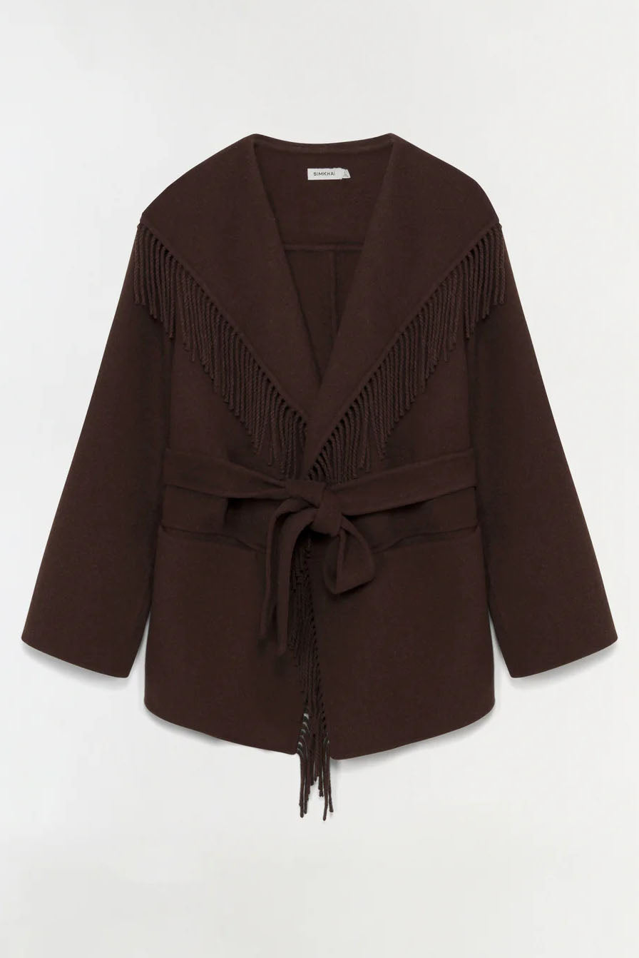 Rowen Fringe Jacket, Chocolate